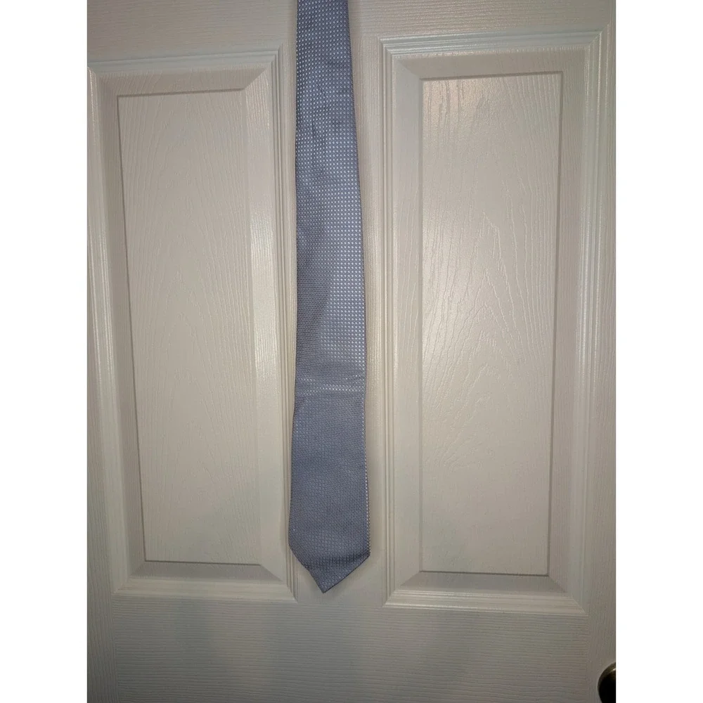 Peacock Handmade Silk Tie Blue White Check Standard Length and Width EUC